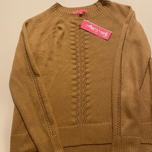 Lilly Pulitzer Brown Crew Neck Sweater with Cable Knit